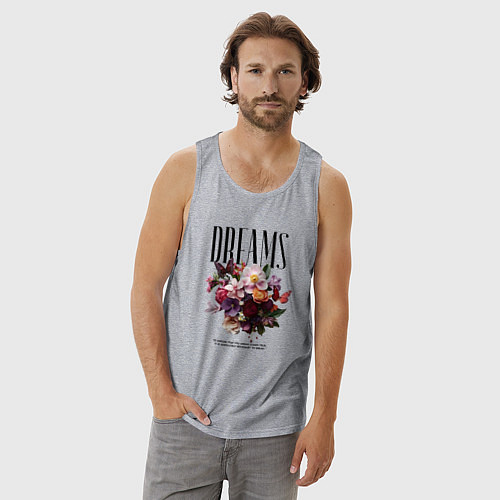 Мужская майка Dreams flowers - надпись: мечтать / Меланж – фото 3