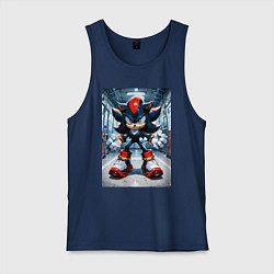 Майка мужская хлопок Ежик Шедоу в коридоре, цвет: тёмно-синий