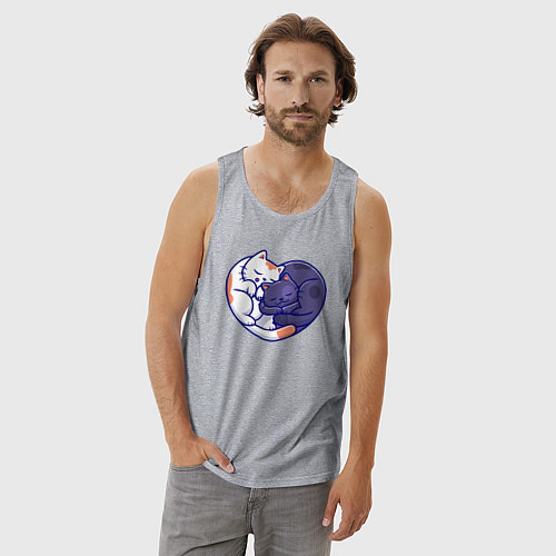 Мужская майка Сердечные котики / Меланж – фото 3