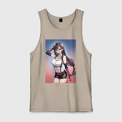 Майка мужская хлопок Тифа Локхарт из Final Fantasy VII, цвет: миндальный