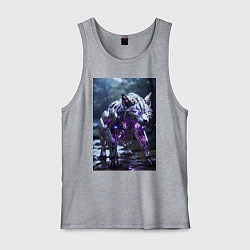 Майка мужская хлопок Киборг лиса с неоновой подсветкой, цвет: меланж