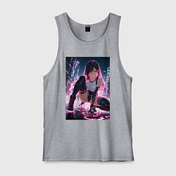 Майка мужская хлопок Тифа Локхарт из Final Fantasy VII в стиле киберпан, цвет: меланж