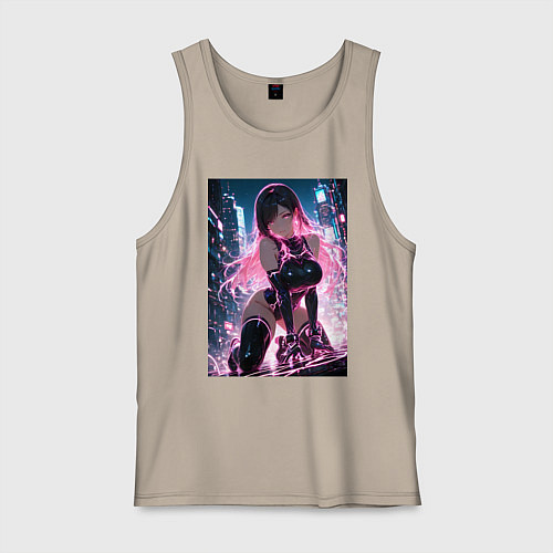 Мужская майка Тифа Локхарт из Final Fantasy VII в стиле киберпан / Миндальный – фото 1