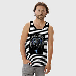 Майка мужская хлопок Metallica thrash metal style - wolf, цвет: черная тельняшка — фото 2