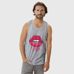 Майка мужская хлопок I love you, цвет: меланж — фото 2