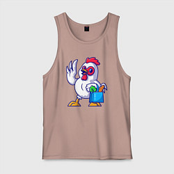 Майка мужская хлопок Петушок с продуктами, цвет: пыльно-розовый