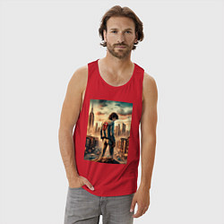 Майка мужская хлопок Mick Jagger is the world legend, цвет: красный — фото 2