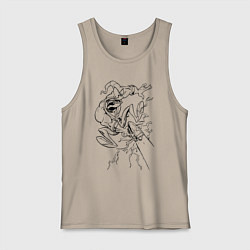 Майка мужская хлопок Земляной червяк Джим стреляет, цвет: миндальный