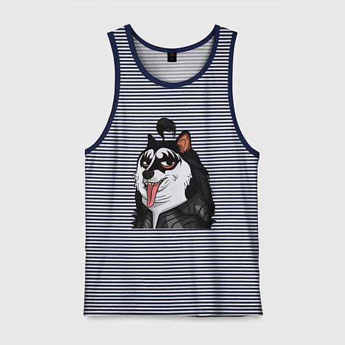 Мужская майка NFT Doge - Kiss / Синяя тельняшка – фото 1