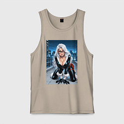 Мужская майка Черная кошка на крыше небоскреба