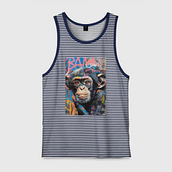 Майка мужская хлопок Graffiti monkey, цвет: синяя тельняшка