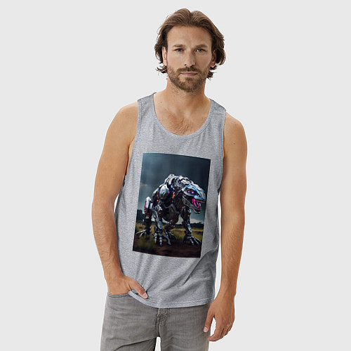 Мужская майка Робот в стиле Horizon / Меланж – фото 3