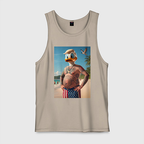 Мужская майка Donald Duck-Trump on a Florida beach / Миндальный – фото 1
