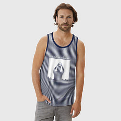 Майка мужская хлопок Depeche Mode world violation, цвет: синяя тельняшка — фото 2