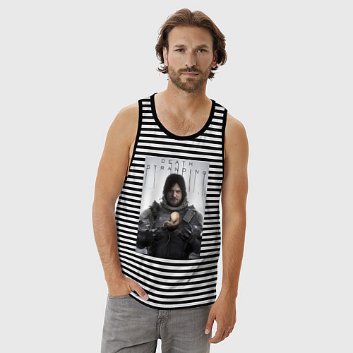 Мужская майка Death Stranding - Norman Reedus / Черная тельняшка – фото 3