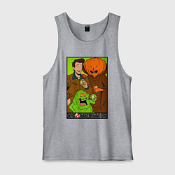 Майка мужская хлопок Ghostbuster - Peter Slimer Pumpkinhead, цвет: меланж