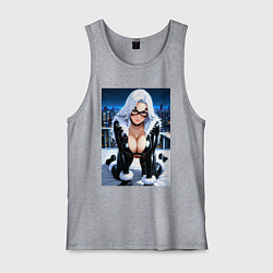 Мужская майка Черная кошка на крыше небоскреба