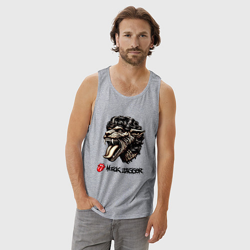 Мужская майка Mick Jagger - stylization / Меланж – фото 3