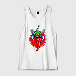 Майка мужская хлопок Горячий перчик, цвет: белый