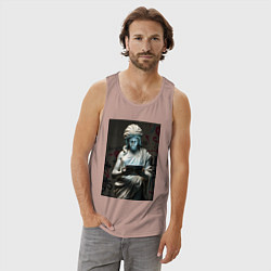 Майка мужская хлопок Античная статуя с планшетом, цвет: пыльно-розовый — фото 2