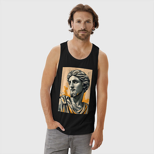 Мужская майка Арт с античным портретом / Черный – фото 3
