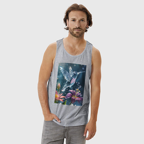 Мужская майка Колибри у цветка / Меланж – фото 3