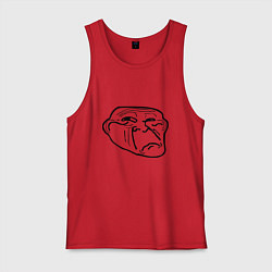 Майка мужская хлопок Тролл фейс недовольный мем, цвет: красный