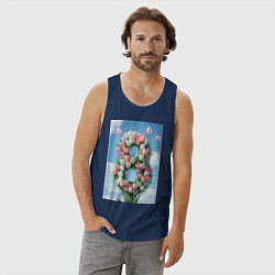 Майка мужская хлопок Тюльпаны к 8 марта, цвет: тёмно-синий — фото 2