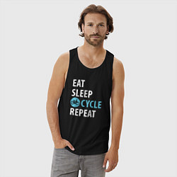 Майка мужская хлопок Еда сон велик, цвет: черный — фото 2