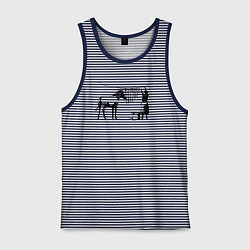 Майка мужская хлопок Banksy zebra, цвет: синяя тельняшка