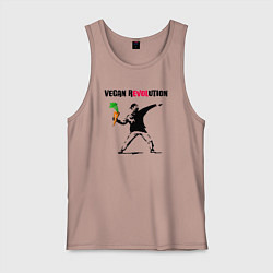 Майка мужская хлопок Love vegan, цвет: пыльно-розовый