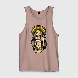 Майка мужская хлопок Smile jamaica girl, цвет: пыльно-розовый