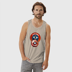 Майка мужская хлопок Captain America: Brave New World, цвет: миндальный — фото 2