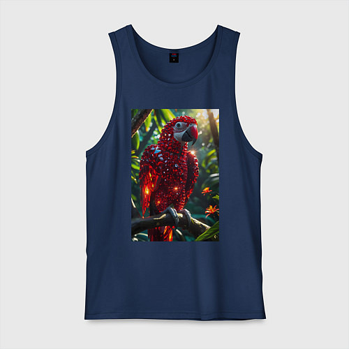 Мужская майка Попугай из драгоценных камней / Тёмно-синий – фото 1