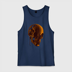 Майка мужская хлопок Оранжевый череп в тенях, цвет: тёмно-синий