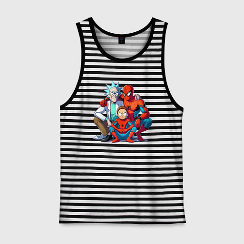 Мужская майка Spider-Man is Rick and Mortys friend / Черная тельняшка – фото 1