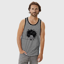 Майка мужская хлопок Spring girl, цвет: черная тельняшка — фото 2