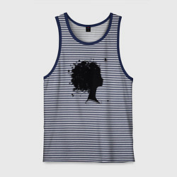 Майка мужская хлопок Girl flowers, цвет: синяя тельняшка