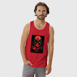 Майка мужская хлопок Дэдпул ярость, цвет: красный — фото 2