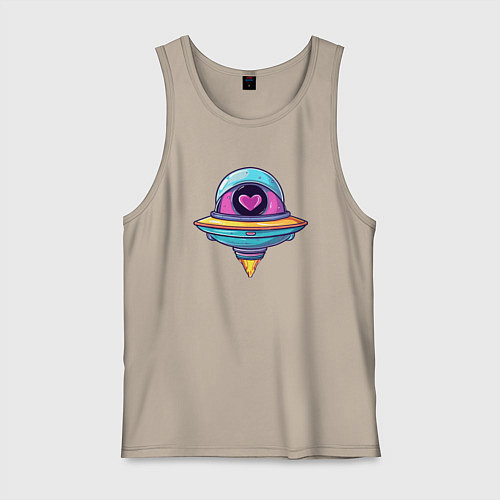 Мужская майка Инопланетная тарелка с сердечком / Миндальный – фото 1