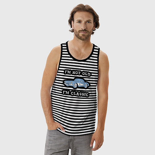 Мужская майка Я не старый, я классический / Черная тельняшка – фото 3