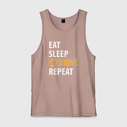 Майка мужская хлопок Eat sleep drive, цвет: пыльно-розовый