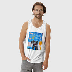 Майка мужская хлопок Абстрактная картина в стиле Баския, цвет: белый — фото 2