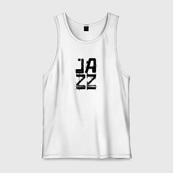 Майка мужская хлопок Jazz text art in black, цвет: белый