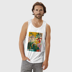 Майка мужская хлопок Тропическая цветочная абстракция, цвет: белый — фото 2