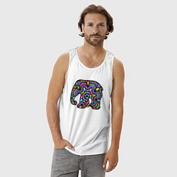 Майка мужская хлопок Цветной слоник, цвет: белый — фото 2