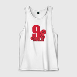 Майка мужская хлопок 9 мая с цветами, цвет: белый