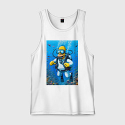 Майка мужская хлопок Homer diving - ai art fantasy, цвет: белый