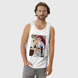 Майка мужская хлопок Джесси и Мяут - команда Р: Покемоны, цвет: белый — фото 2