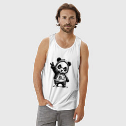Майка мужская хлопок Детёныш панды ярый хулиган, цвет: белый — фото 2
